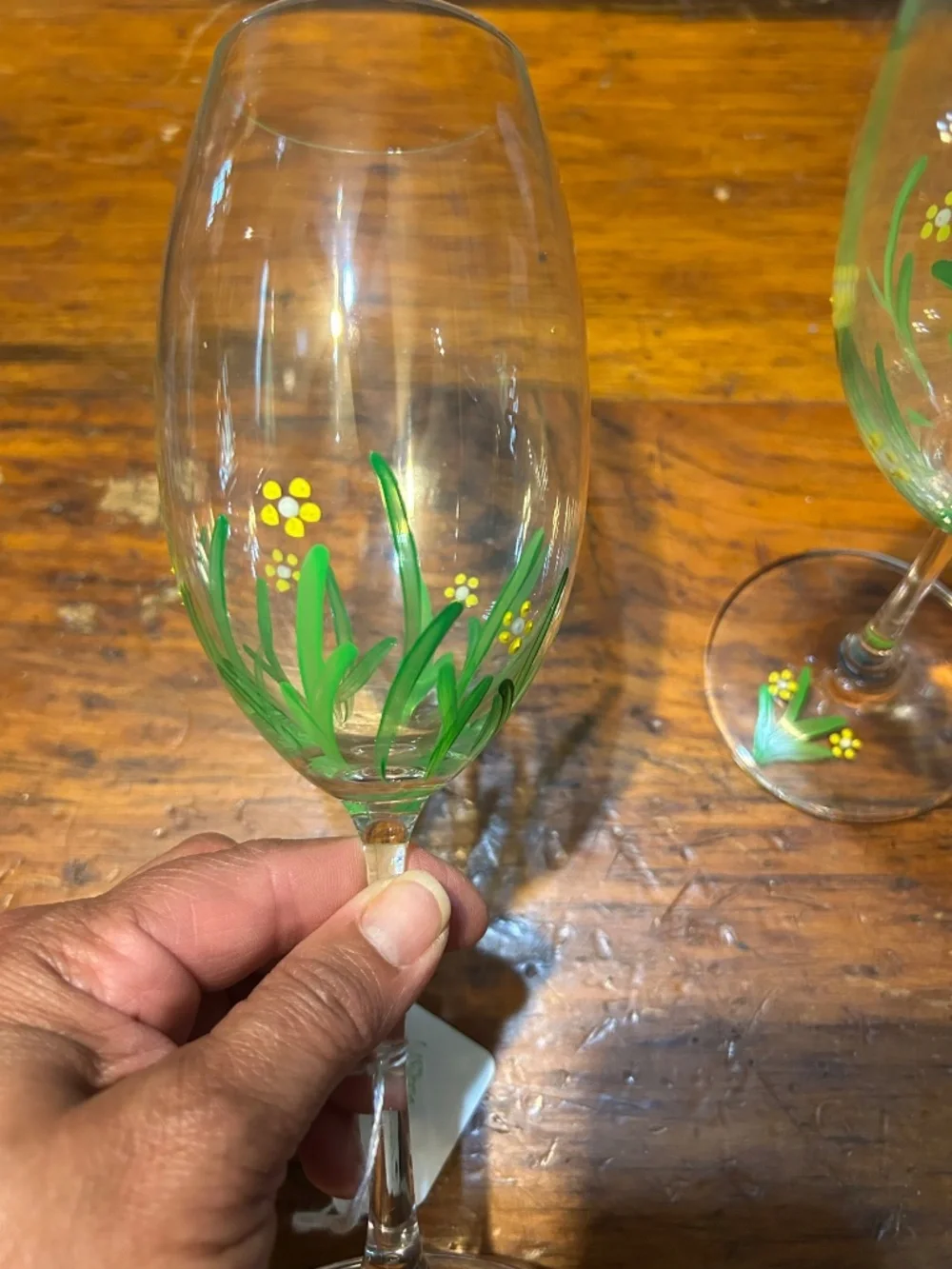 2 hand painted wine glasses by cindy